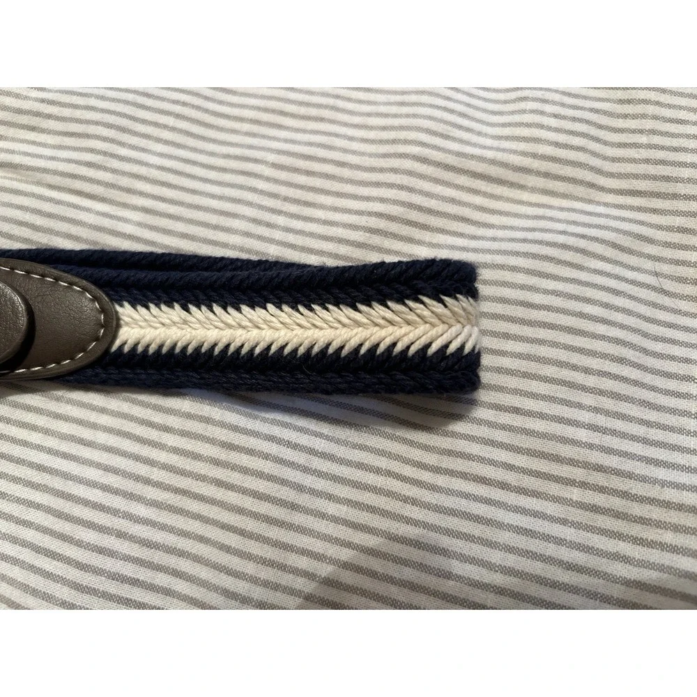 Oshkosh‎ B'Gosh Boys Size Medium Braided Woven Belt Navy Blue White Faux Leather